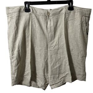 SAKS FIFTH AVENUE MENS SHORTS 40 Tan LINEN BLEND Lightweight Breathable Boating